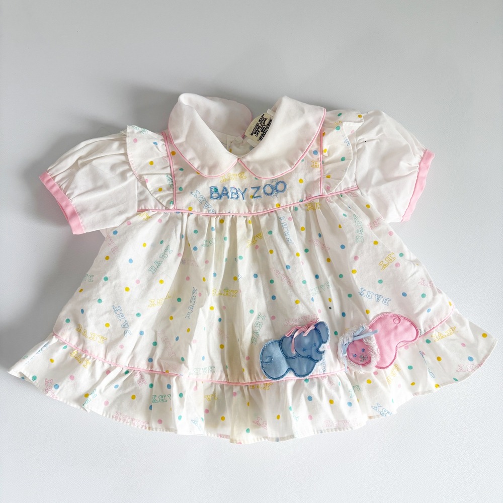 Mayfair Baby Girls Vintage Zoo Animal Polka Dot Cottagecore Ruffle Dress 12M‎